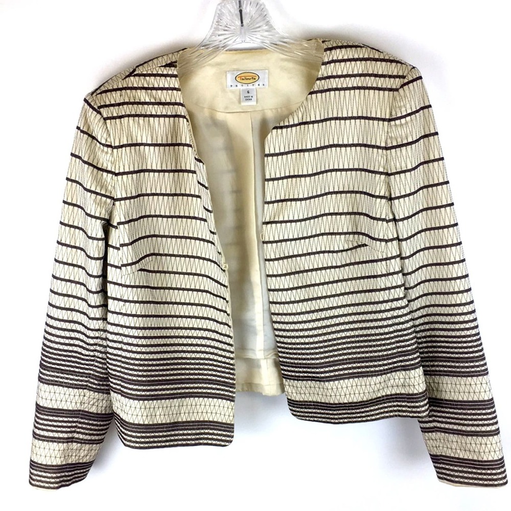 Talbot's woman's light black & white cotton and polyester summer blazer size 6